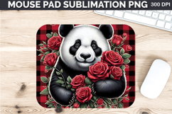 Watercolor Panda Mouse Pad Sublimation - Valentines PNG Product Image 1