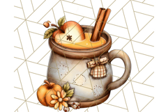 Fall Drink Clipart PNG, Cozy Autumn Cocoa and Latte Art Product Image 4