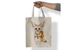 Cute Fennec Fox with Backpack Holding Crayons Watercolor PNG Product Image 5