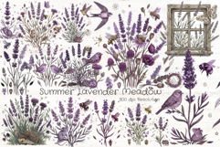 Summer Lavender Meadow Clipart Product Image 1