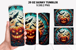 Bats Skinny Tumbler 20oz Wrap Design, Halloween Tumbler PNG Product Image 1