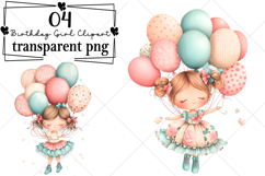 Whimsical Birthday Girl Clipart Watercolor PNG Product Image 1