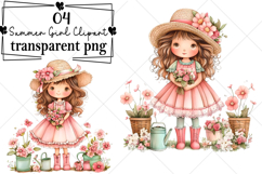 Whimsical Summer Girl Clipart Watercolor PNG Product Image 1