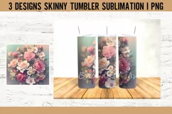 20 oz Tumbler Wrap 3D Flowers Sublimation Design PNG Product Image 4
