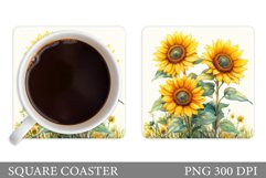 Sunflowers Square Coaster. Sunflowers Coaster Sublimation Product Image 1