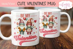 Be my Valentine mug wrap PNG, cute gnome couple mug png Product Image 3