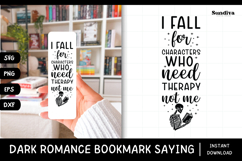 Dark Romance Bookmark Saying SVG | Charaters Need Therapy Product Image 1