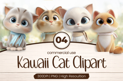 Sweet Kawaii Cat Friends Clipart Sublimation PNG Product Image 1