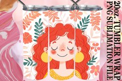 Lovely Female Portrait Tumbler Wrap with Flowers 20oz Product Image 1