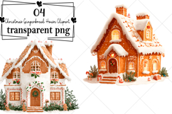 Christmas Gingerbread House Clipart Watercolor PNG Product Image 1