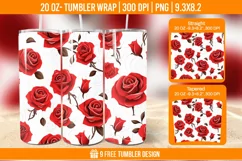 Valentine Rose Tumbler Wrap Designs, Sublimation Wrap Product Image 1