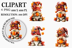 Autumn Gnome Clipart PNG Watercolor PNG Product Image 1
