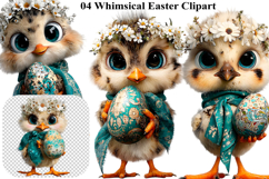 Whimsical Bunny Easter Clipart, Watercolor Easter Bunny PNG Product Image 1