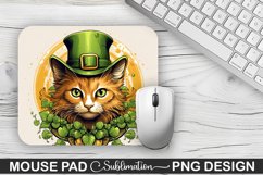 St. Patrick&#039;s Day Cat Sublimation Mouse Pad Design Product Image 1