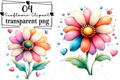 Spring Sunflower Clipart Watercolor PNG Product Image 1