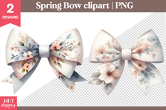 Easter Bow Clipart PNG Pastel Floral bow sublimation Product Image 1