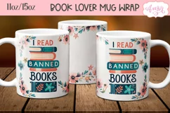 I read banned books mug wrap sublimation PNG | Book lover Product Image 2