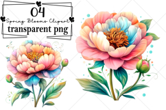 Spring Blooms Clipart Watercolor PNG Product Image 1