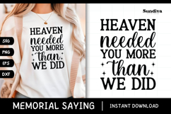 Heartfelt Memorial Quote SVG | Heaven Needed You More Product Image 1