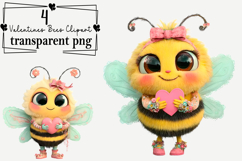 Valentines Bee Clipart Watercolor PNG Product Image 1