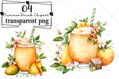 Whimsical Summer Tropical Drink Clipart Watercolor PNG Product Image 1