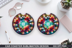 Flowers Car Coaster Sublimation| Christmas Coaster PNG Product Image 1