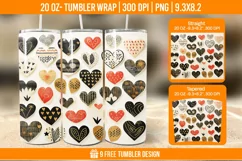 3D Cute Heart Tumbler Wrap Designs, Sublimation Wrap Product Image 1