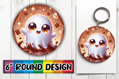 Radiant Circle Car Coasters PNG, 3D Cute Ghost Product Image 1