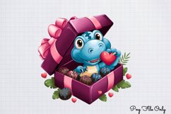Peeking Dinosaur Valentines Day Clipart PNG Product Image 1