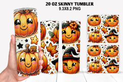 Pumpkin Skinny Tumbler 20oz Wrap Design, Halloween Tumbler Product Image 1