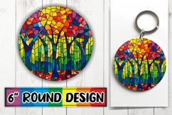 Colorful Tree Stained Glass PNG Round Design Product Image 1