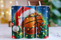 Merry Basketball Tumbler Wrap | Christmas Wrap Product Image 1