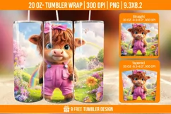 Highland Cow Tumbler Wrap Designs, Sublimation Wrap Product Image 1