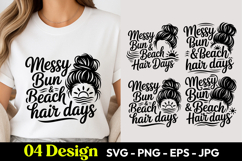 Messy Bun Beach Hair Days SVG PNG Product Image 1