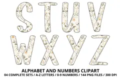 Cottage Floral Alphabet PNG Letters & Numbers 300DPI Product Image 4