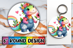 Joyful Round Coaster Sublimation, Dino Product Image 1