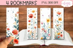 Watercolor wildflowers bookmark PNG printable, 4 PNG Product Image 1