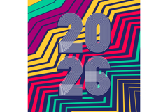Retro cover background with vertical 2026 number on colorful Product Image 1