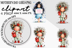 Whimsical Mother's Day Girls PNG Clipart Watercolor png Product Image 1