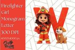 Firefighter Girl Letter W Clipart | Firewoman Alphabet PNG Product Image 1