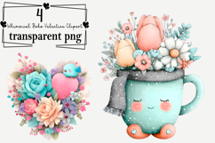 Whimsical Boho Valentine Clipart Watercolor PNG Product Image 1
