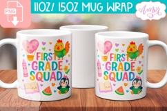 First grade squad mug Wrap PNG, cute teacher mug template Product Image 2