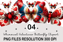 Whimsical Valentines Butterfly Clipart Valentine's Png Product Image 1