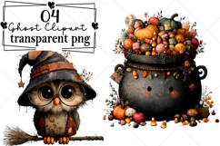 Whimsical Halloween Ghost Clipart Watercolor PNG Product Image 1