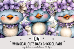 whimsical cute baby chick clipart Watercolor PNG Product Image 1