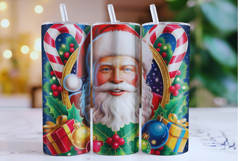 Merry Christmas Santa Tumbler Wrap | Christmas Wrap Product Image 1