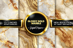 Glossy Gold marble Digital Papers - 04 variations Product Image 1