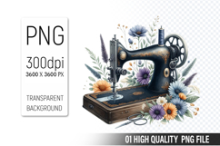 Vintage Sewing Machine Clipart PNG Bundle, High Quality PNG Product Image 2