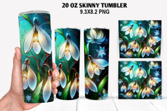 Florals Skinny Tumbler 20oz Wrap Design, Winter Tumbler PNG Product Image 1
