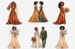 Black Autumn Wedding Clipart PNG Bundle | African American Product Image 12